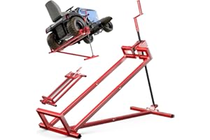 VOUNOT® Rasenmäherheber, Rasenmäher Jack, Teleskop Garten Rasenmäher Lifter, Hebevorrichtung 400KG für Mäher-Traktor, Teleskopversion für 30% Speichereinsparung, Rot