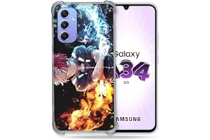 Cokitec - Carcasa Reforzada para Samsung Galaxy A34 5G y Manga My Hero Academia Shoto (Cristal Templado), Color Negro