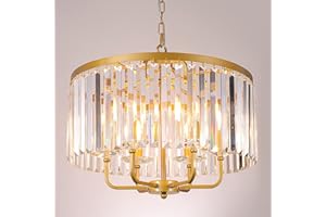 ‎WELLMET Wellmet Antik-Gold Kristall Kronleuchter Pendelleuchte Esstisch Modern Deckenleuchte 6-Licht Ø52cm Kerze Kristallleuchter Rund Hängeleuchte Deckenlampe Beleuchtung Wohnzimmer Küche Treppenhaus