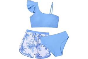 USAIBHIR Girls Swimsuit 3 Piece Bathing Suit Ruffle Spaghetti Straps Bikini Set