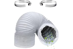 RYAN Tuyau Evacuation Seche Linge Tuyau D'évacuation Flexible en Aluminium PVC Tuyau de Ventilation avec 2 Colliers de Serrage et 1 Ruban AdhéSif pour Salle de bain Cuisine Sèche (Ø100mm /3m)