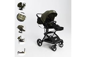 Kinderwagen 4 in 1 komplettset, LOVY Speedy (Green Snacke). Der Komplettset erhaltet: Babywanne, Babyschale für das Auto, Sportsitz, Isofix-Basisstation, Wickeltasche, Regenschutz und ein Moskitonetz.