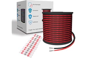 LEADTOPS 20 AWG silikon elektrisk kabel, röd/svart 30,48 meter/färg 0,52 mm² 2 ledare 20/2 flexibel anslutning flätad förtenn