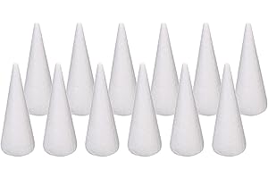 rockible 12x Conos de Espuma para Manualidades de Navidad Conos de Poliestireno Blancos para Centro de Mesa, 15cm