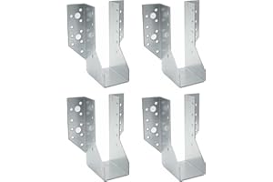 DOJA Barcelona | Soporte Viga | Pack 4 | Zapatos de Viga Tipo A | 73x123x75mm | en Zinc | Zapatos de Viga con Alas | para Soporte Poste Madera, Vigas de Madera para Pergolas, Viga Madera Exterior