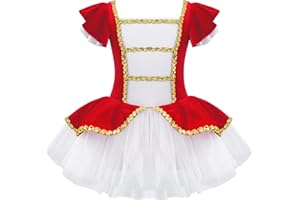 iEFiEL Costume Domatrice Circo Bambina Body da Danza Classica Ginnastica Ritmica in Seta Vestito Tutu da Balletto Pattinaggio Manica Corta Abiti Principessa Ballerina