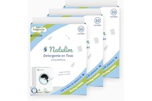 Natulim - Detergente en Tiras para Lavadora (150 Lavados) - Incluye efecto Suavizante, Ecológico, Hipoalergénico, Made in Spain - Ropa limpia y suave sin ensuciar el Planeta (Sin Fragancia) - 3 Pack