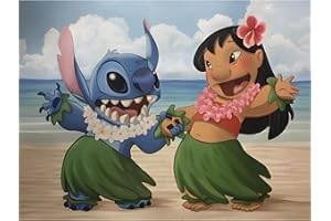 EOBROMD Diamond Painting Kit Completo Stitch, Lilo Pintura de Diamante Adultos Niños, Punto de Cruz Diamante Dibujos Animados, Cuadro Diamante Art Rhinestones Bordado para Decoración Hogar 30x40cm