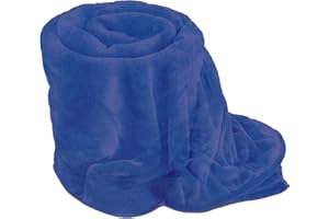 GonZalo GraCia. Fleece Blanket Reversible Blue Throw For Sofa 150x200cm Faux Fur Bed Blanket 400 GSM Winter Warm (Royal Blue, Double 150x200 cm)