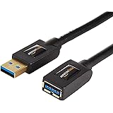Amazon Basics Cavo prolunga USB-A 3.0 maschio/A femmina, 1.8 m, confezione da 2, Nero