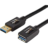 Amazon Basics Type A USB 2.0 - Type A USB 3.0 Verlängerungskabel (A-Stecker auf A-Buchse) 1.8 m, 2 Stück, Schwarz
