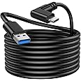 Kiuet 4M Link Cable Compatible with Meta/Oculus Quest 3/Quest 2/Pro/PICO4 Accessories VR Headset, High Speed Data Transfer Cord USB 3.0 Cable Type C Light for Gaming PC/Steam VR