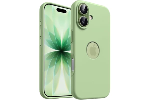 Elzzi Microfiber Logo Cut Cover Compatible for iPhone 17 Case Liquid Silicone Cases Full Body 4 Layer Protective Covers Shockproof Back Cover with High Raised Camera Lips (Matcha Green)