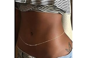 Atentuyi Sequins Belly Waist Chain Gold Sexy Bikini Beach Harness Body Chain Minimalist Waist Jewelry for Women and Girls