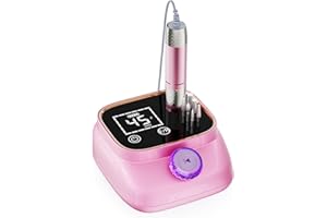 ANBEISTEE 45,000 RPM Torno para Uñas Eléctricos, Lima Electrica Uñas Profesional, Pedicura, Pulido y Eliminación de gel de Uñas Acrílicas, para Uso Doméstico Salones de Uñas, Rosa