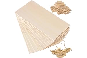 GegXcn 10 PCS Balsa Wood Sheets, 200x100x2mm, Easy to Cut Thin Warp-Resistant Wood Boards for Home Decor DIY Crafts Painting, Lightweight Basswood Sheets for Model Building Carving Art Projects