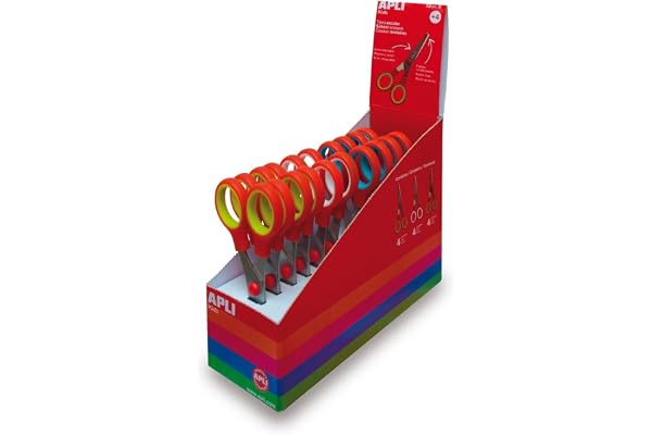 Apli Kids Boîte de 12 Ciseaux pour Enfants Couleurs Assorties - Lame de 13 cm