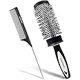 Majestique Blow Dryer Brush & Tail Comb Combo – 2-Inch Professional Ionic Round Brush for Fast Drying, Curling & Styling | Roller Hair Brush with Tail Comb for Men & Women | Volume & Shine Boost