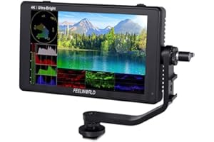 Feelworld LUT6S 6 Pouces 2600nits HDR / 3D LUT Moniteur de Terrain pour Appareil Photo Reflex numérique à écran Tactile avec Forme d'onde 3G-SDI 4K Sortie d'entrée HDMI 1920X1080 Panneau IPS