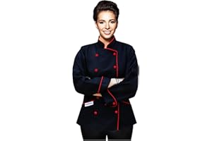 CHEF APPAREL Long Sleeves Tailored Fit Chef Coat Jacket Uniform for Women Chef Ideal for Food Service, Caterers and Culinary Professional.