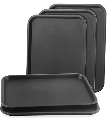 Uiifan 20 Vassoi Rettangolari In Plastica Per Fast Food, 5 Colori Pastello, Medi. Per Ristoranti, Scuole, Feste, Casa. Impilabili.