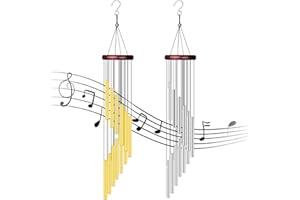 SONGJUM 2 Pezzi Campane a Vento Scacciapensieri da Appendere Campanelli Eolici Scacciapensieri con 12 Tubi in Alluminio e Gancio Campanelli a Vento in Metallo per Casa Giardino Albero Terrazzo Interno Esterno