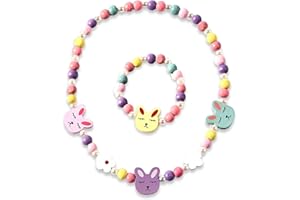 YUFFQOPC Ketten für Mädchen Halsketten für Kinder Holz Kinder Schmuck Set Kinder Kette,Kinder Halskette Kinderarmband Mädchen