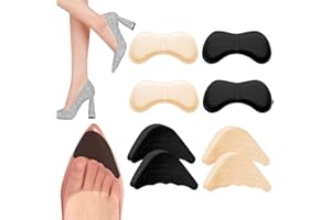 ZUWIJEQ 4 Paar High Heel Cushion Pads Foot Care Cushion Pads, Shoe Filler Includes Adjustable Toe Filler Inserts Heel Grips Liner Insert Preventing Too Big Shoe from Heel Slipping Blasers