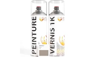 ipixline Kit Retouche Peinture Carrosserie Voiture - Bombe Aérosol Peinture Auto 400 ml, Vernis Brillant 1k 400 ml - Compatible avec Renault - Beige 109