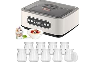 YSISLYBIN Yogurtiera Elettrica, Macchina per Yogurt con 9 Vasetti, Yogurtiera Yogurt Greco Fatto in Casa con Temperatura e Durata Regolabili per Yogurt Biologico Zuccherato o Senza Zucchero