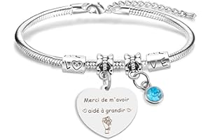 TAMNIOA Cadeau Maitresse d'école Cadeau Nounou Bracelet Maitresse Bracelet Atsem Merci Maîtresse Cadeau Fin d'année Scolaire Cadeau Merci Cadeau Assistante Maternelle Cadeau Institutrice Cadeau Prof