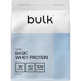 Bulk Basic Whey Protein Powder | Vanilla | 1.25kg | 41 Servings | Up to 18g Protein | Low Sugar | Rapid Absorption Formula |