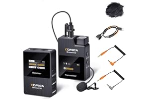 COMICA Drahtloses Mikrofon, BoomX-D1 2.4G kompakte drahtlose Mikrofonsystem mit 1 Sender und 1 Empfänger, Lav Mic für Smartphone Kamera Podcast Interview YouTube Facebook Live-Stream