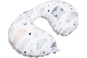 Medi Partners Cuscini da Viaggio Bambini Cuscino per Collo Seggiolino Auto - 100% Cotone Minky Bambino Poggiatesta Cervicale Testa Neonato Aereo Pillow (Radura con Minky grigio)
