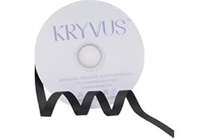 Kryvus Grosgrain Ribbon, Black Ribbon 10mm x Continuous 45 Metres, Black Grosgrain Ribbons Perfect for Gift Wrapping, Crafts, Sewing, Wedding Decor, DIY Hair Accessories and More