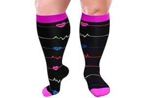 Cheeroyal 1 Pair Plus Size Compression Socks for Women and Men, 20-30mmhg Extra Large Wide Calf Knee High Stockings for Circulation Support