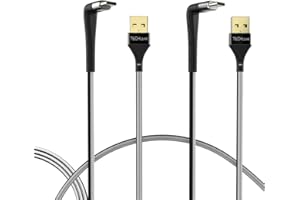 TECHGEAR USB C Cable, 2 Piezas Cable de Carga Rápida y Sincronización Reversible de 90 Grados y Apoyo para Moto G8 Plus G7, Huawei P30, Samsung Note 10 S10 S9 A20e A51 A71 A40, Pixel 4, OnePlus 7 etc