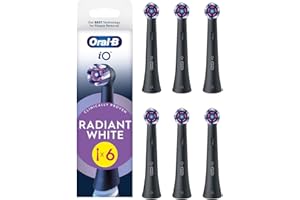 Oral-B Series iO Radiant White Cabezales De Recambio Originales, Pack de 6 Recambios Negros Para Cepillos De Dientes Eléctricos Oral-B iO, Blanqueamiento Dental, Eliminación De Manchas