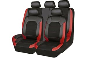 ZONEWD 9 Piezas Fundas Asientos Coche para Renault-Clio III/Renault-Clio 2000-2023 2024, Juegos De Cubreasientos Delanteros Y Traseros Cuero Coche Accesorios,Red