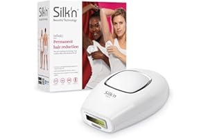 Silk'n Infinity 400 K, Depiladora para pieles claras y oscuras, 400.000 pulsaciones de luz, Función pulsación y deslizamiento, eHPL, Blanco, INF1PE1001