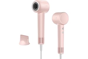 DREAME Hair Gleam Sèche-cheveux, Rapide 110 000 t/m Moteur Haute Vitesse, flux 65 m/s, léger 330gr, 2 millions d'ions négatifs, Contrôle la Température et la Vitesse du flux, Pink