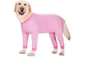Yeapeeto Dog Onesie Surgery Recovery Suit for Large Medium Bodysuit Dogs Pajamas PJS Full Body for Shedding, Allergy, Anti Licking, Wound Protection, Cone Alternative (5XL, Pink)