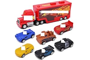 CBOSNF 7pcs MC-Queen Camión Transportador Minifigura MC-Queen Coches de Juguete almacena 1 vehículos Juguete Rojo Acribacias Regalo para niños y coleccionistas - A