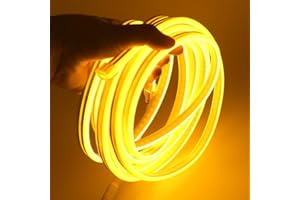 XUNATA 12V Flexible LED Neon Amarillo, 5m Impermeable 2835 Tira de LED Strip Light, Luz de la Cuerda para Exterior Fiestas Decoración Party Sign Publicidad Firmar