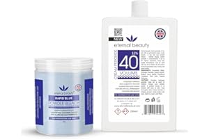 CONTROL WIG Hair Bleach Kit – Blue Bleach Powder 80g + Cream Peroxide 12% 40 Volume 250ml – Professional Hair Lightening, Highlighting & Hair Coloring Kit for Salon & Home Use by ETERNAL BEAUTY