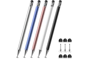 Bopomofo Tablet Stift (5 Stück),2 in 1 Touchscreen Stift,Stift für Tablet,Kompatibel Mit Handy,iPad, Android,Stift für Alle Touchscreens (Silber/Blau/Roségold/Weiß/Schwarz)