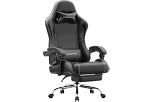 ‎DOWINX Dowinx Gaming Stuhl Bürostuhl Massage Gaming Sessel mit höhenverstellbaren Linkage-Armlehnen, ergonomischer Gamer Stuhl mit Fußstütze, gepolstert Gaming Chair 150° neigbar bis 180 kg, Schwarz