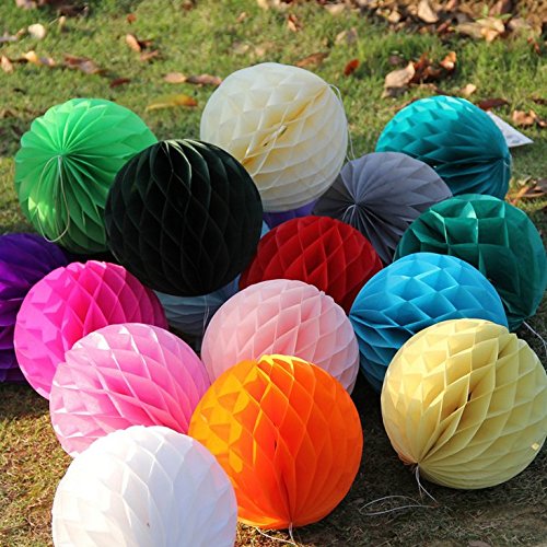 Veewon 12 Gemischte Größe Seidenpapier Pom Poms Wabenbälle für Hochzeit Geburtstags Party Dusche Hauptdekoration – zufällige Farbe - 2