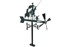 Arthifor- Veleta de Viento para Jardín con Silueta de Quijote,Negro Mate, 48 x 25 x 64 cm (21273)