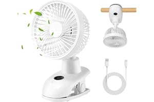 Mursche Wentylator USB 5000 mAh, akumulatorowy, mini wentylator stołowy – 2 w 1, cichy wentylator, 4 prędkości i obrót o 360°, wentylator samochodowy, oscylacyjny, biały, do sypialni, biura, samochodu, wózka dziecięcego